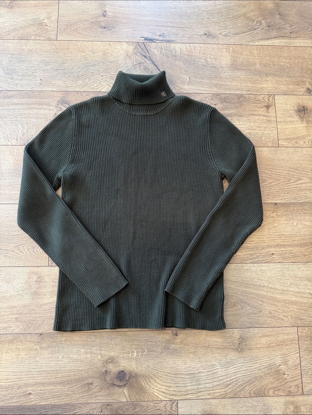 Olive Green Ralph Lauren Ribbed Turtleneck Sweater